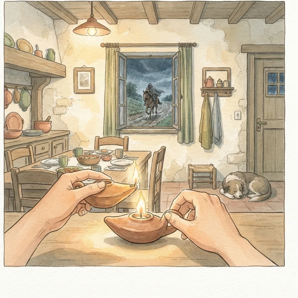 The Blessed Righteous: a painted scene illustrating Psalms 112.