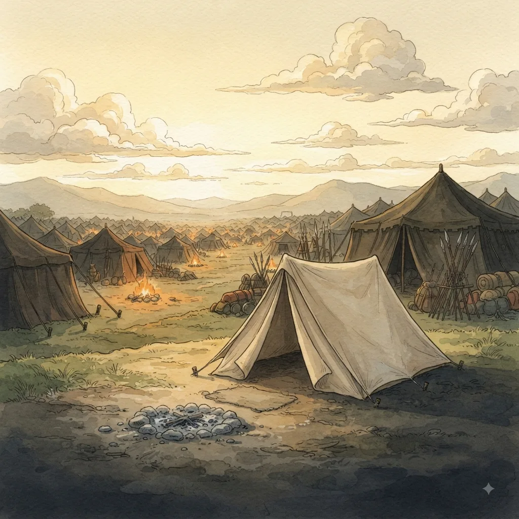 A Cry for Peace: a painted scene illustrating Psalms 120.