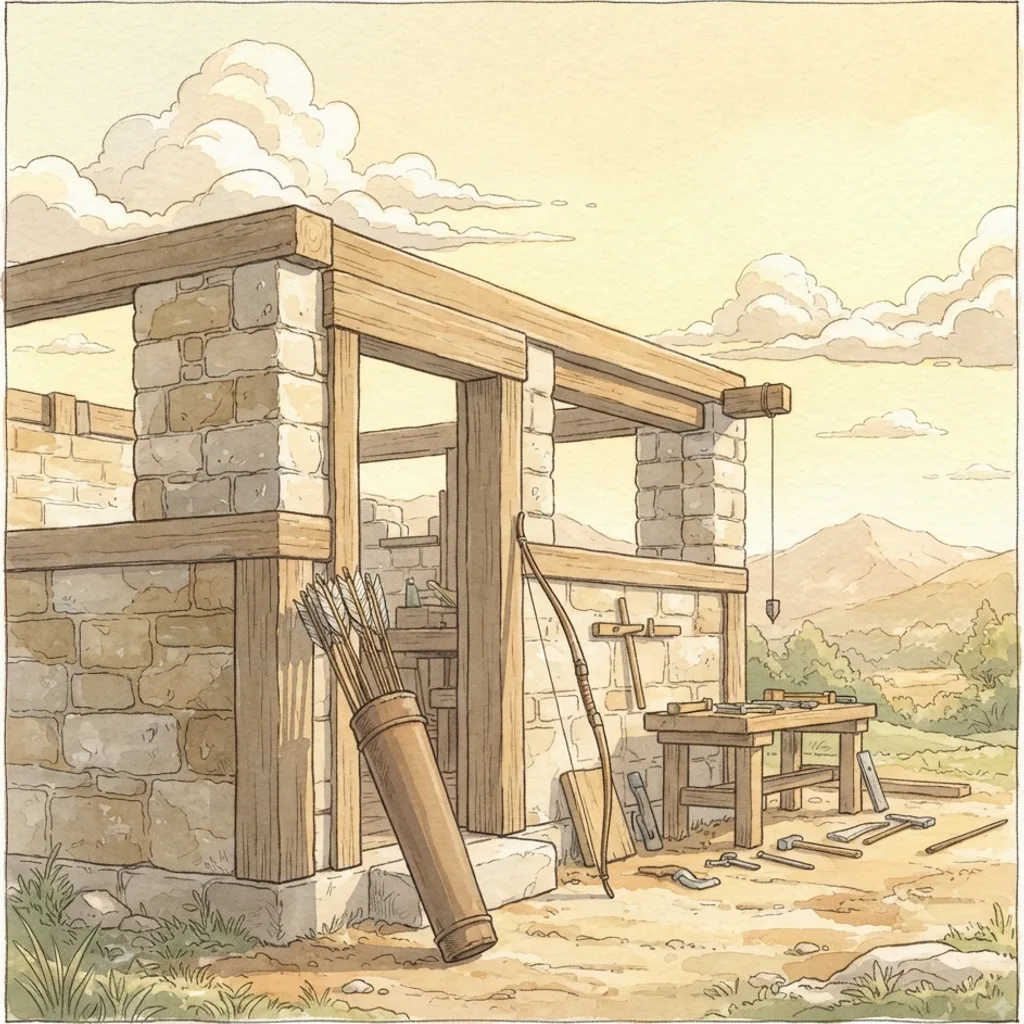 Unless the Lord Builds the House: a painted scene illustrating Psalms 127.