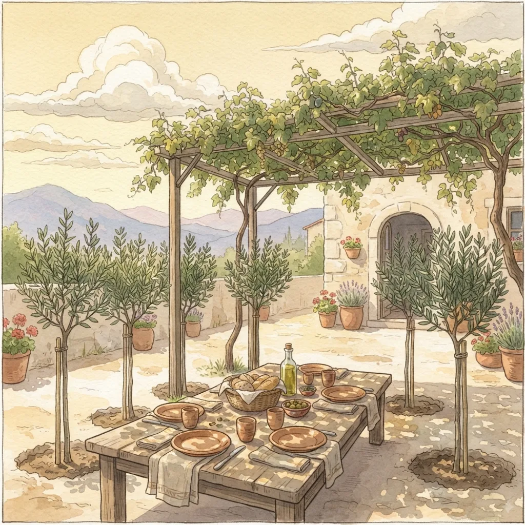 Blessed Is Everyone Who Fears the Lord: a painted scene illustrating Psalms 128.
