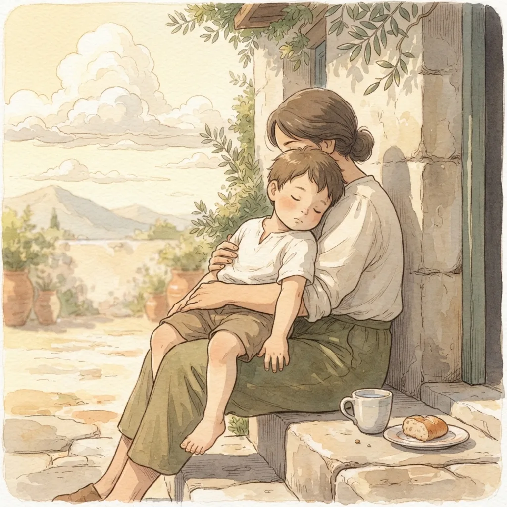 A Quieted Soul: a painted scene illustrating Psalms 131.