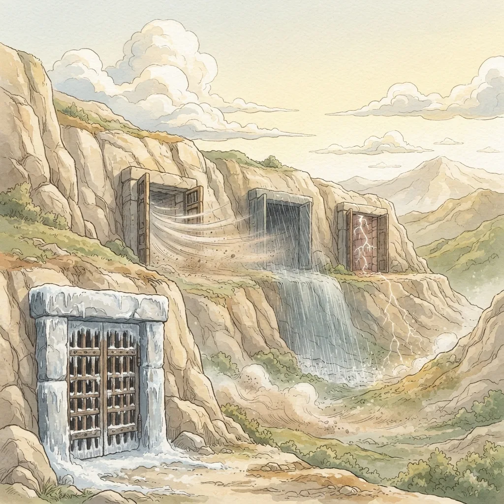Praise the Name of the Lord: a painted scene illustrating Psalms 135.