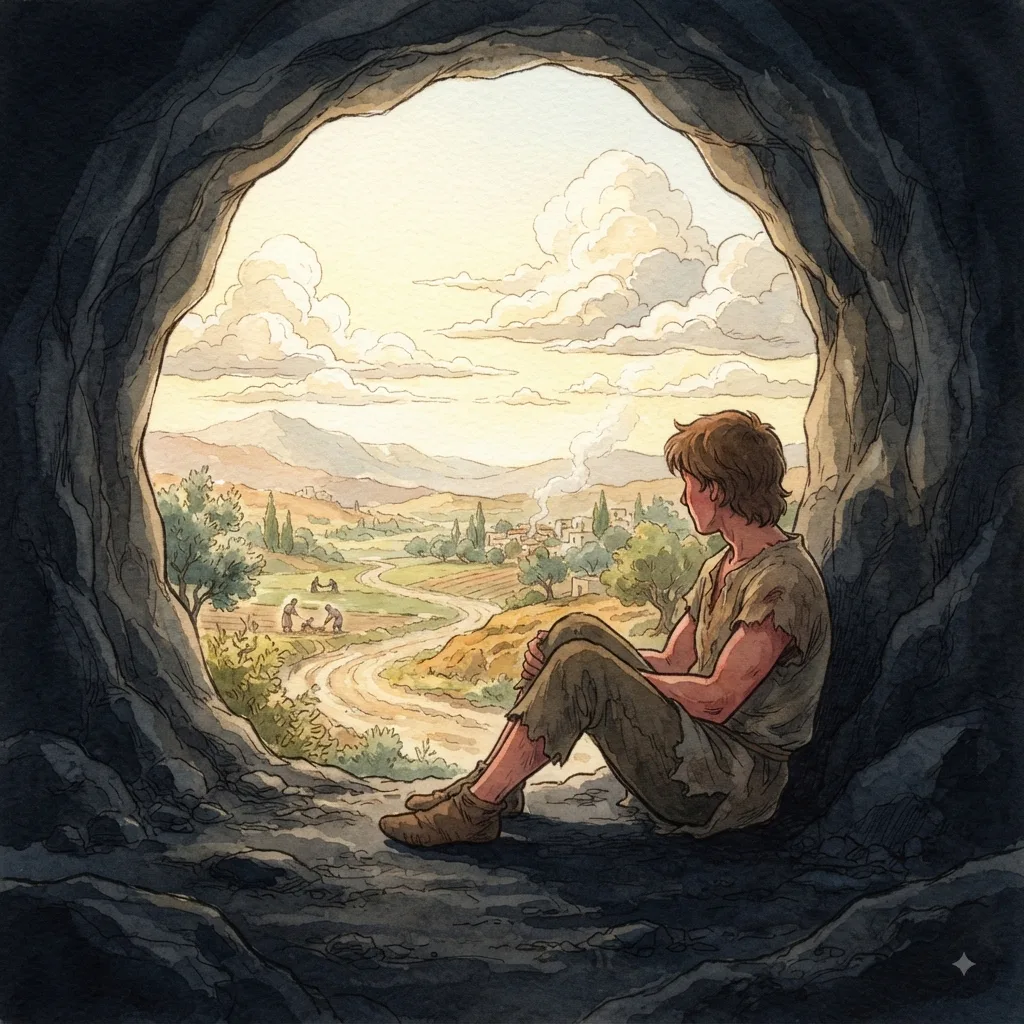 You Are My Refuge: a painted scene illustrating Psalms 142.