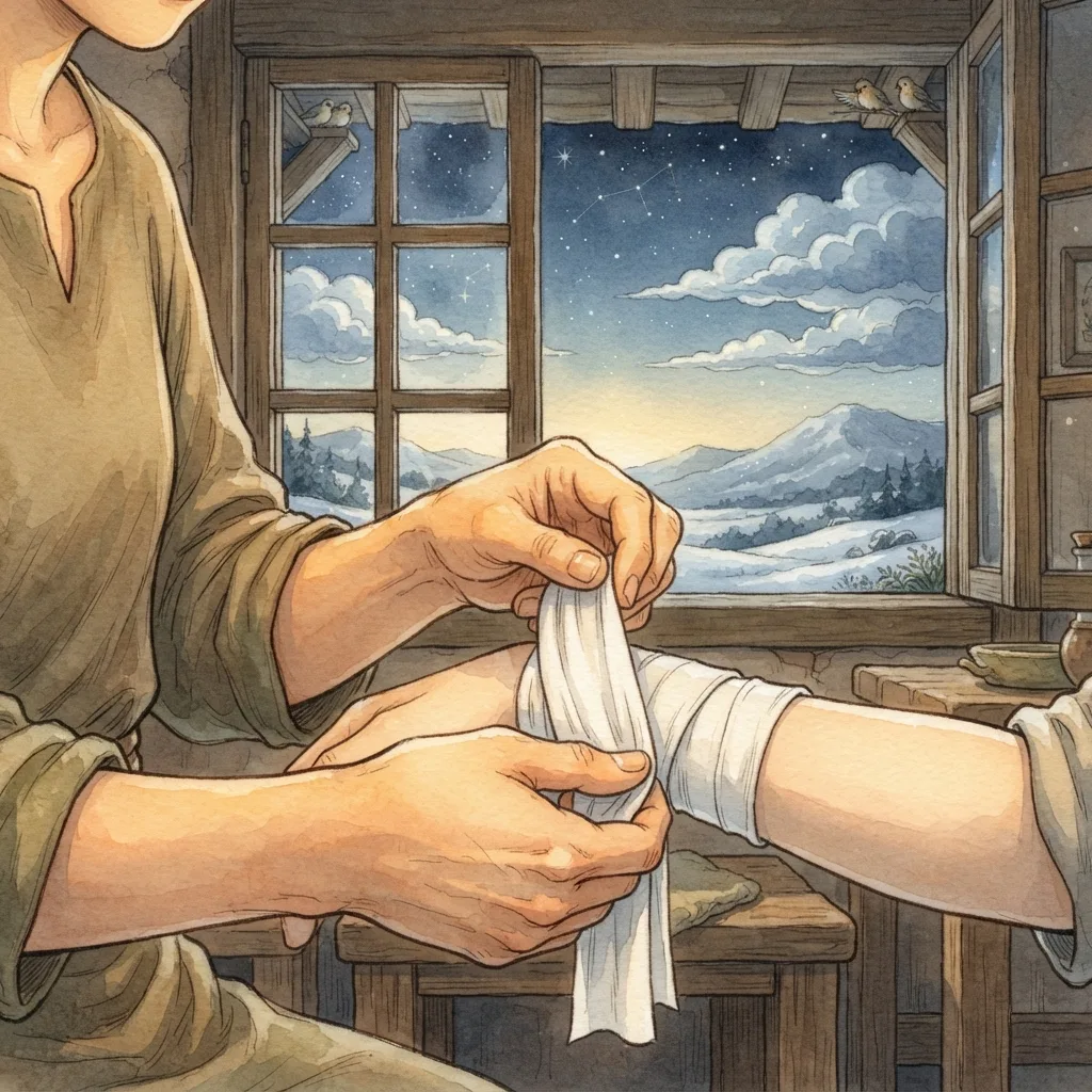 He Heals the Brokenhearted: a painted scene illustrating Psalms 147.