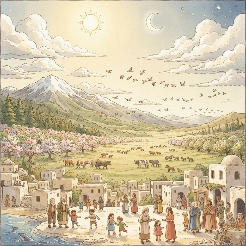 Let All Creation Praise the Lord: a painted scene illustrating Psalms 148.