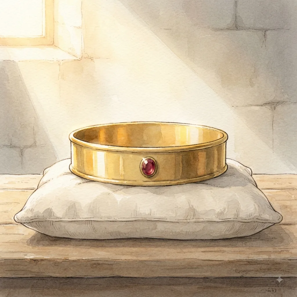 The King's Victory: a painted scene illustrating Psalms 21.