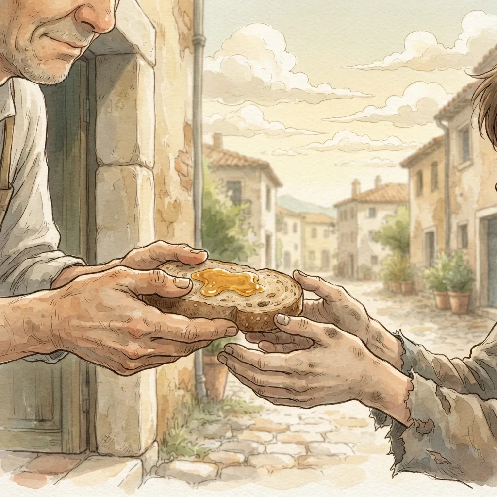 Taste and See: a painted scene illustrating Psalms 34.