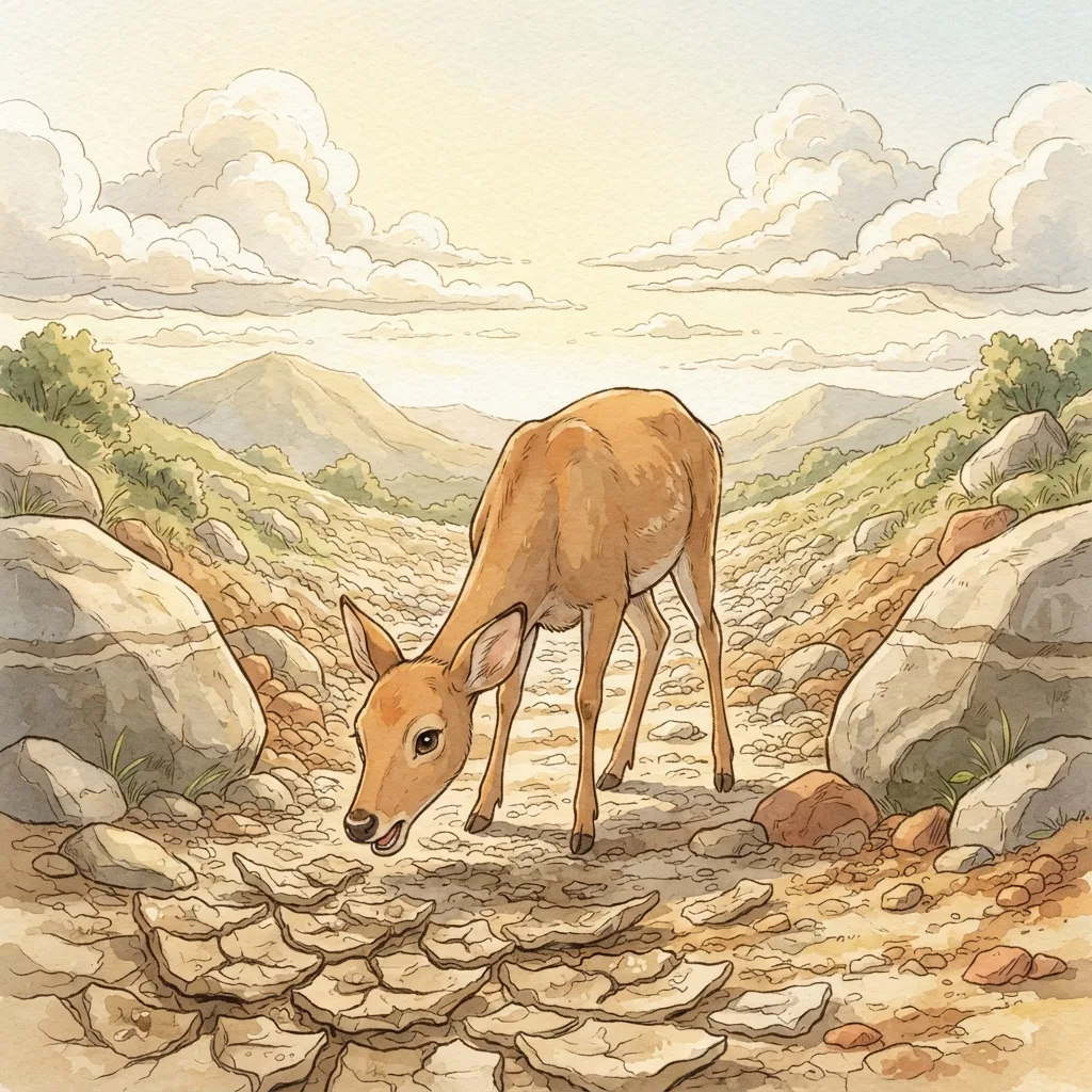 My Soul Thirsts for God: a painted scene illustrating Psalms 42.