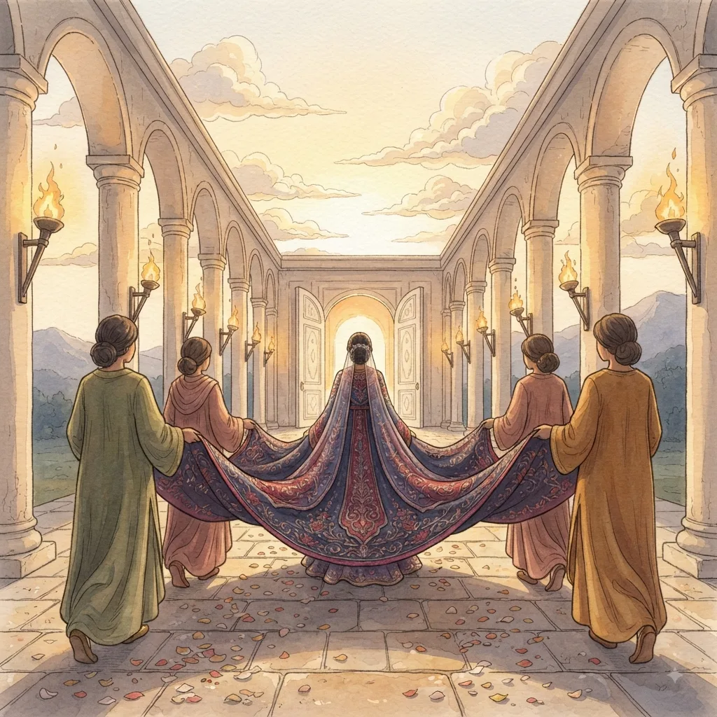 The Royal Bridegroom: a painted scene illustrating Psalms 45.