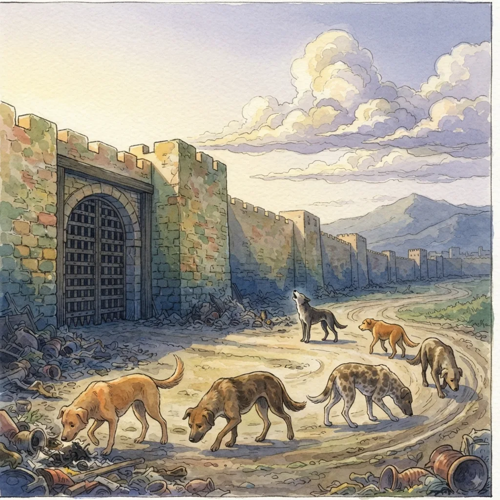 Deliver Me from My Enemies: a painted scene illustrating Psalms 59.