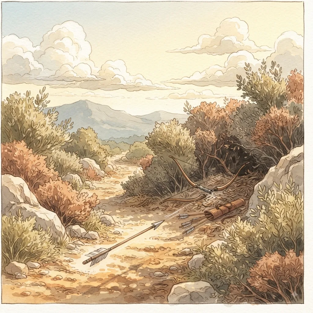 Hide Me from the Wicked: a painted scene illustrating Psalms 64.