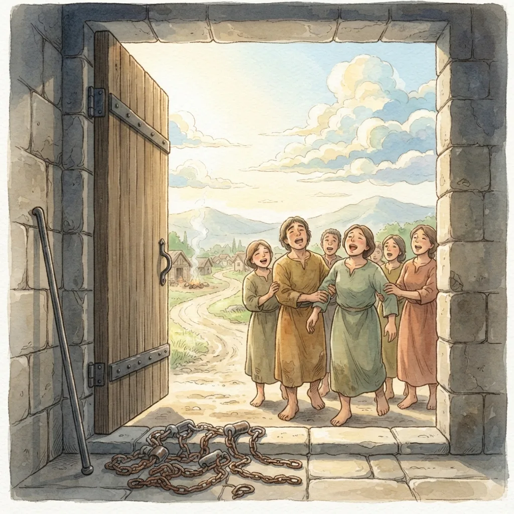 God Arises: a painted scene illustrating Psalms 68.