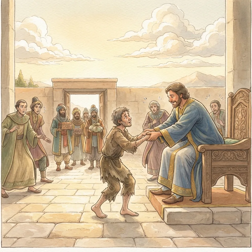 The Righteous King: a painted scene illustrating Psalms 72.