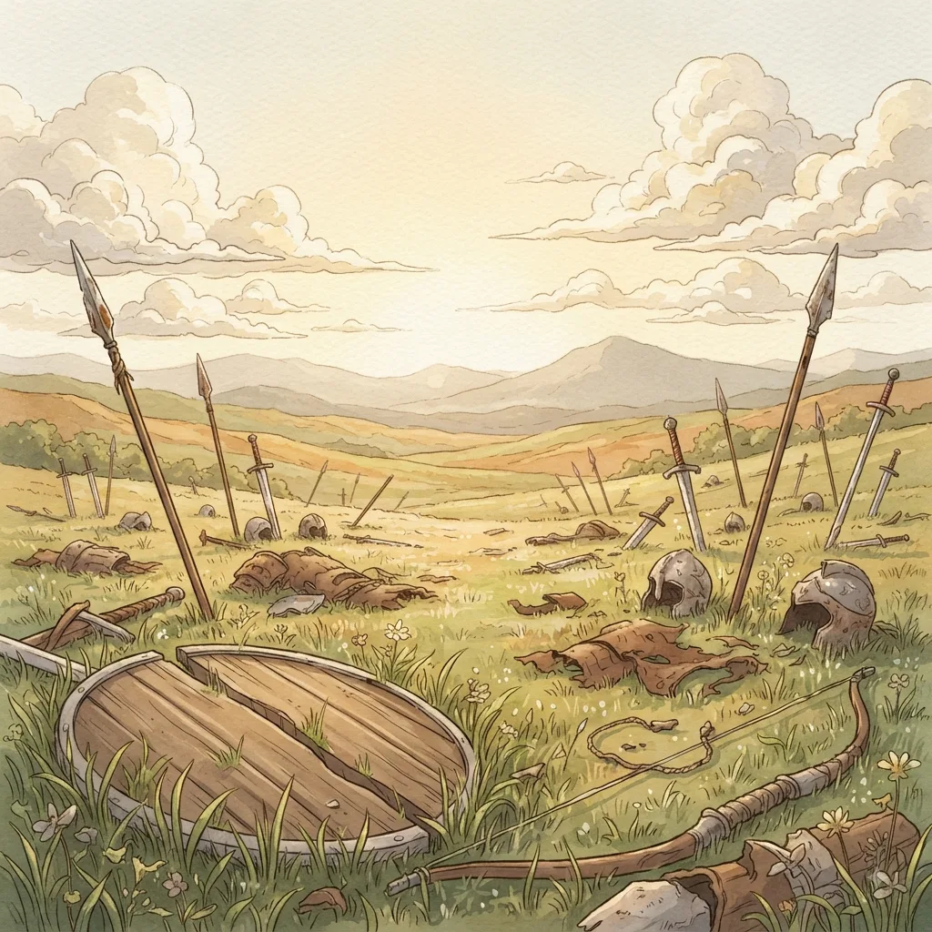 The Lord Is Glorious: a painted scene illustrating Psalms 76.