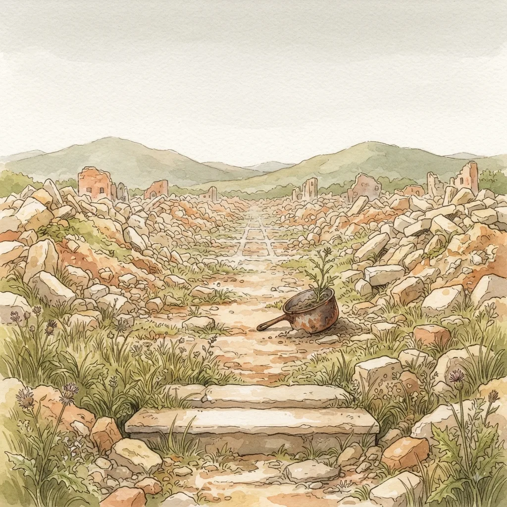How Long, O Lord?: a painted scene illustrating Psalms 79.