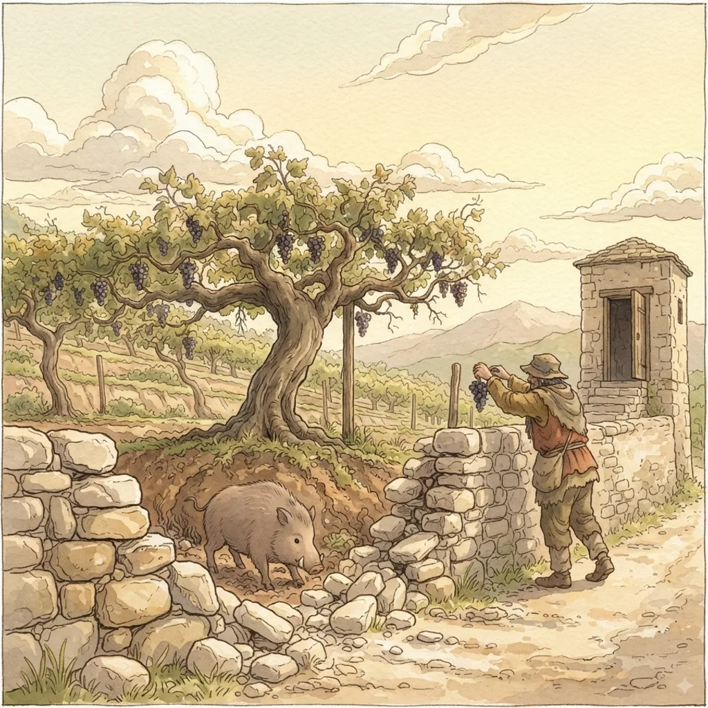 Restore Us, O God: a painted scene illustrating Psalms 80.
