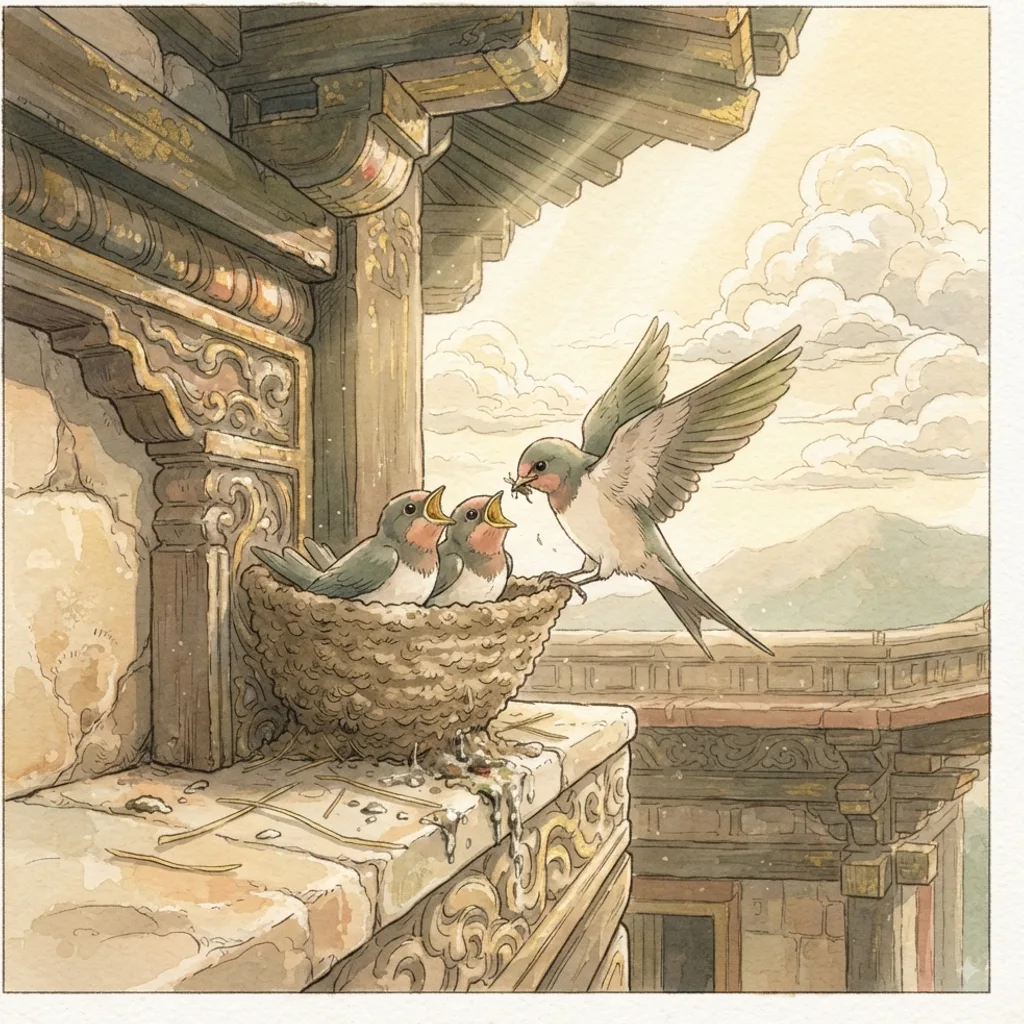 How Lovely Is Your Dwelling Place: a painted scene illustrating Psalms 84.