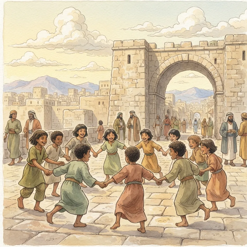 Zion, the City of God: a painted scene illustrating Psalms 87.