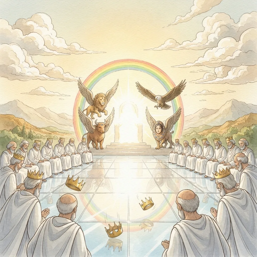 The Throne of God: a painted scene illustrating Revelation 4.