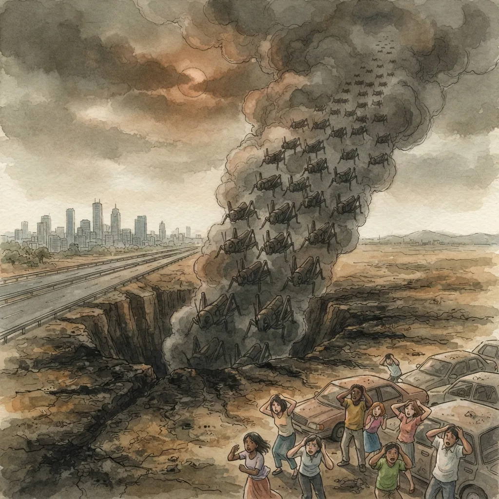 The Abyss Is Opened: a painted scene illustrating Revelation 9.