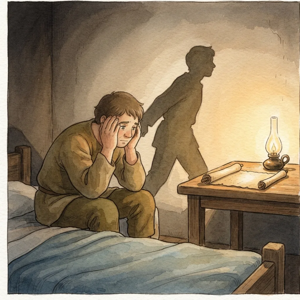 The Struggle with Sin: a painted scene illustrating Romans 7.