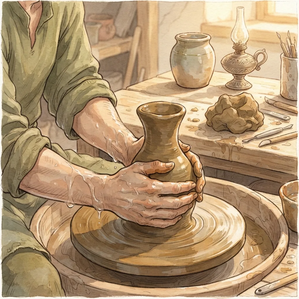God's Sovereign Purpose: a painted scene illustrating Romans 9.
