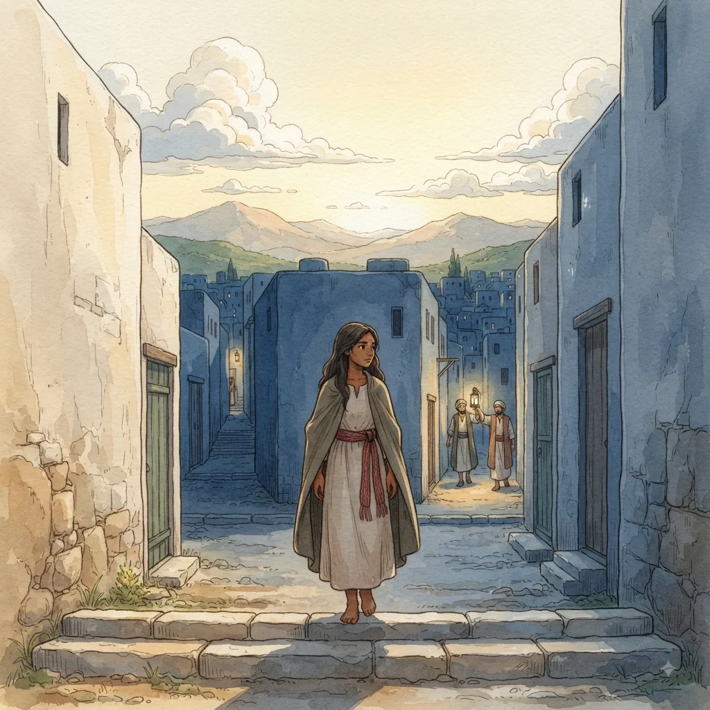Searching for Her Beloved: a painted scene illustrating Song of Solomon 3.