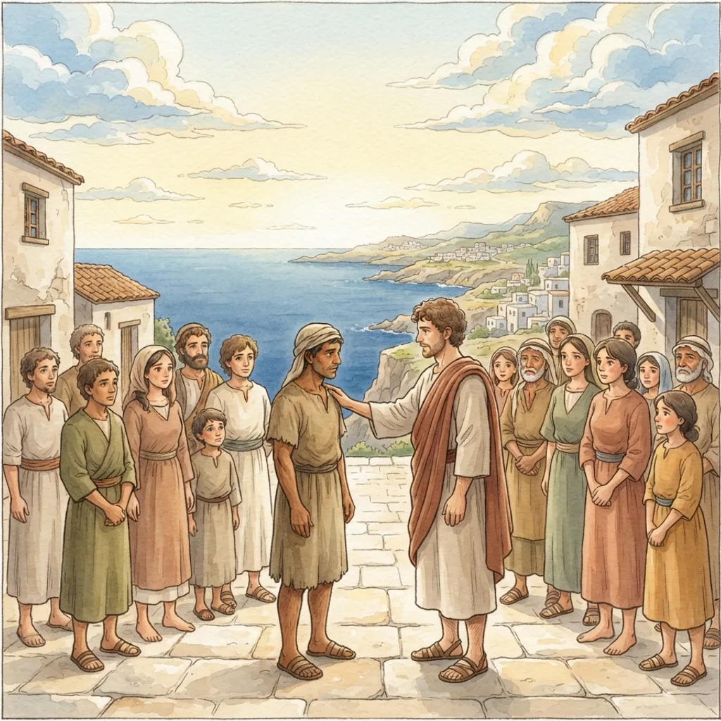Appoint Faithful Elders: a painted scene illustrating Titus 1.