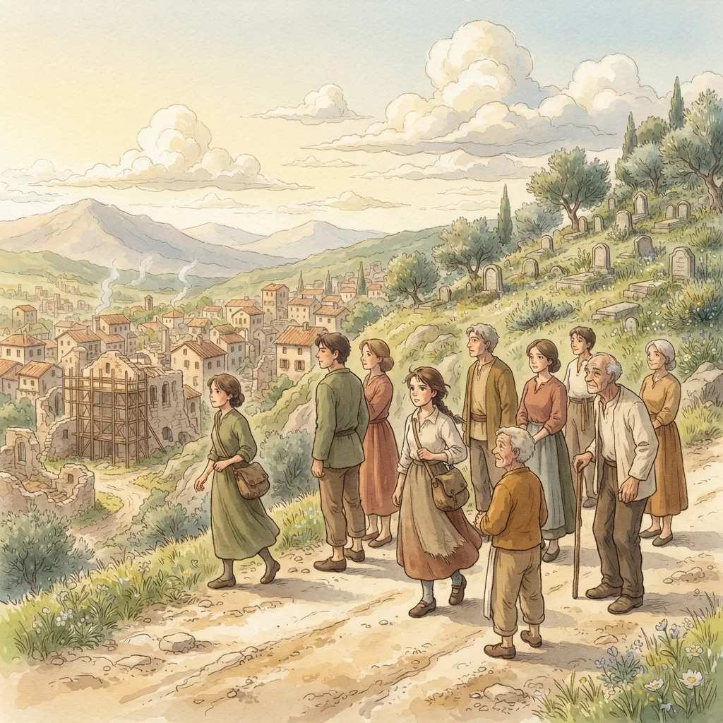 Return to Me: a painted scene illustrating Zechariah 1.