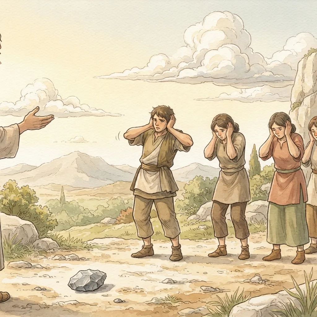 True Fasting: a painted scene illustrating Zechariah 7.