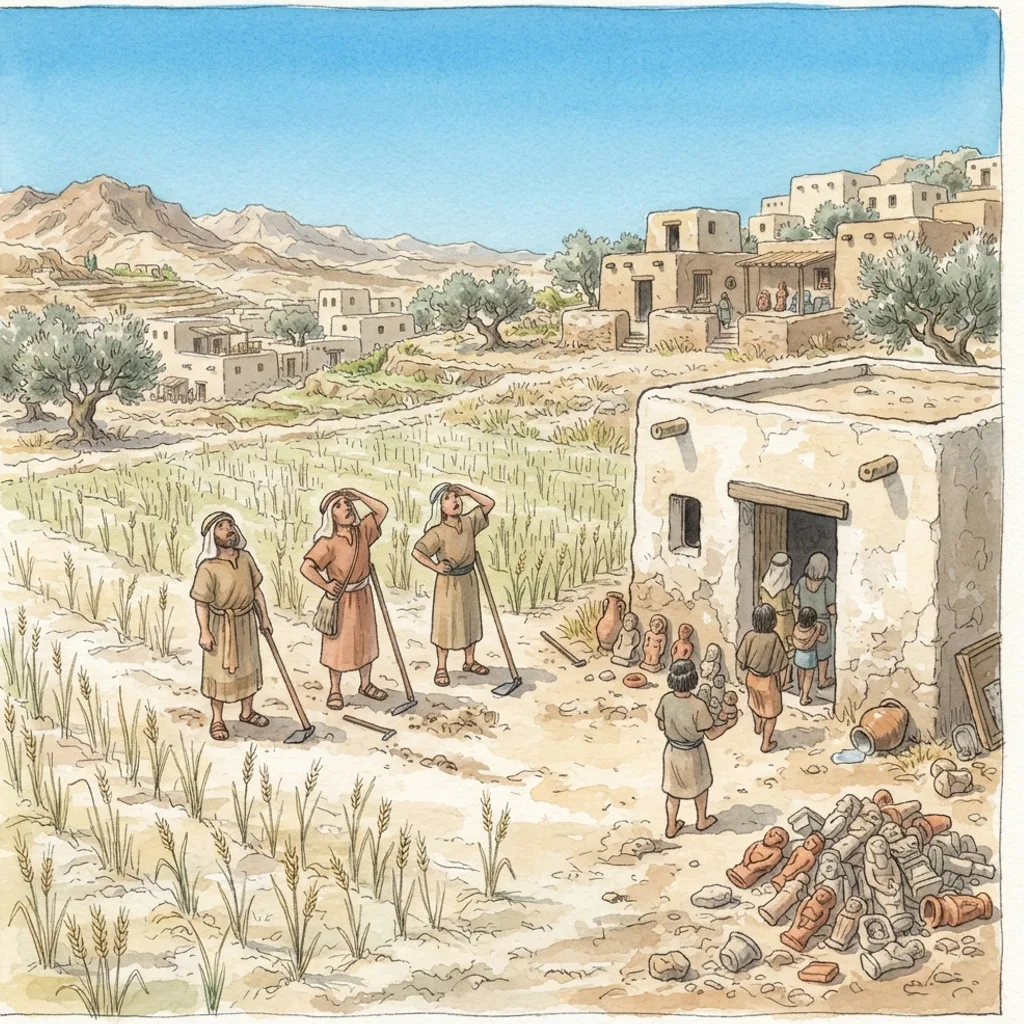 The Lord Will Restore His People: a painted scene illustrating Zechariah 10.