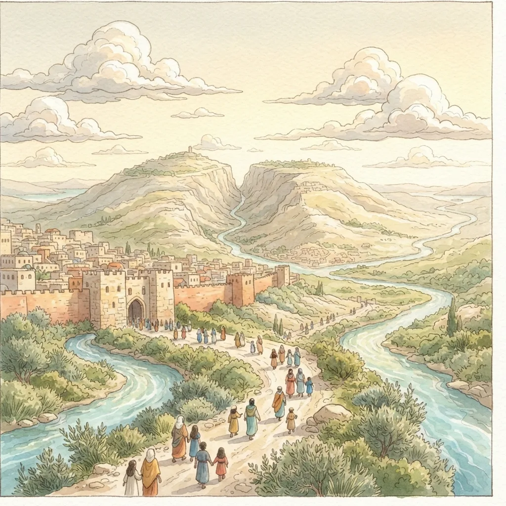 The Lord Comes to Reign: a painted scene illustrating Zechariah 14.